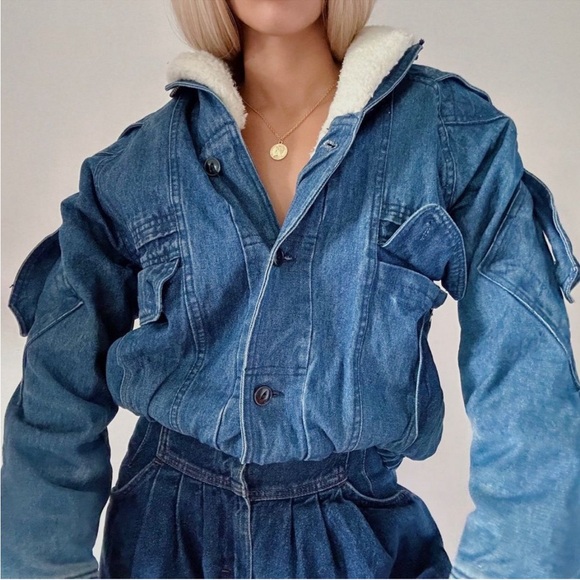 Rare Oversized Vintage Denim Bomber Jacket - Picture 5 of 10